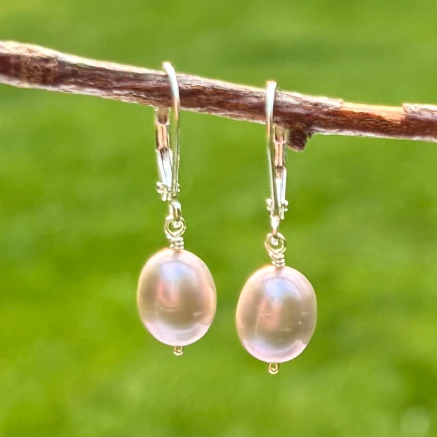 Pearl Drop Earrings- Pink, White, Silver or Black