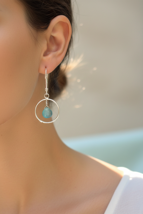 Sea Foam Blue Chalcedony Loop Earrings