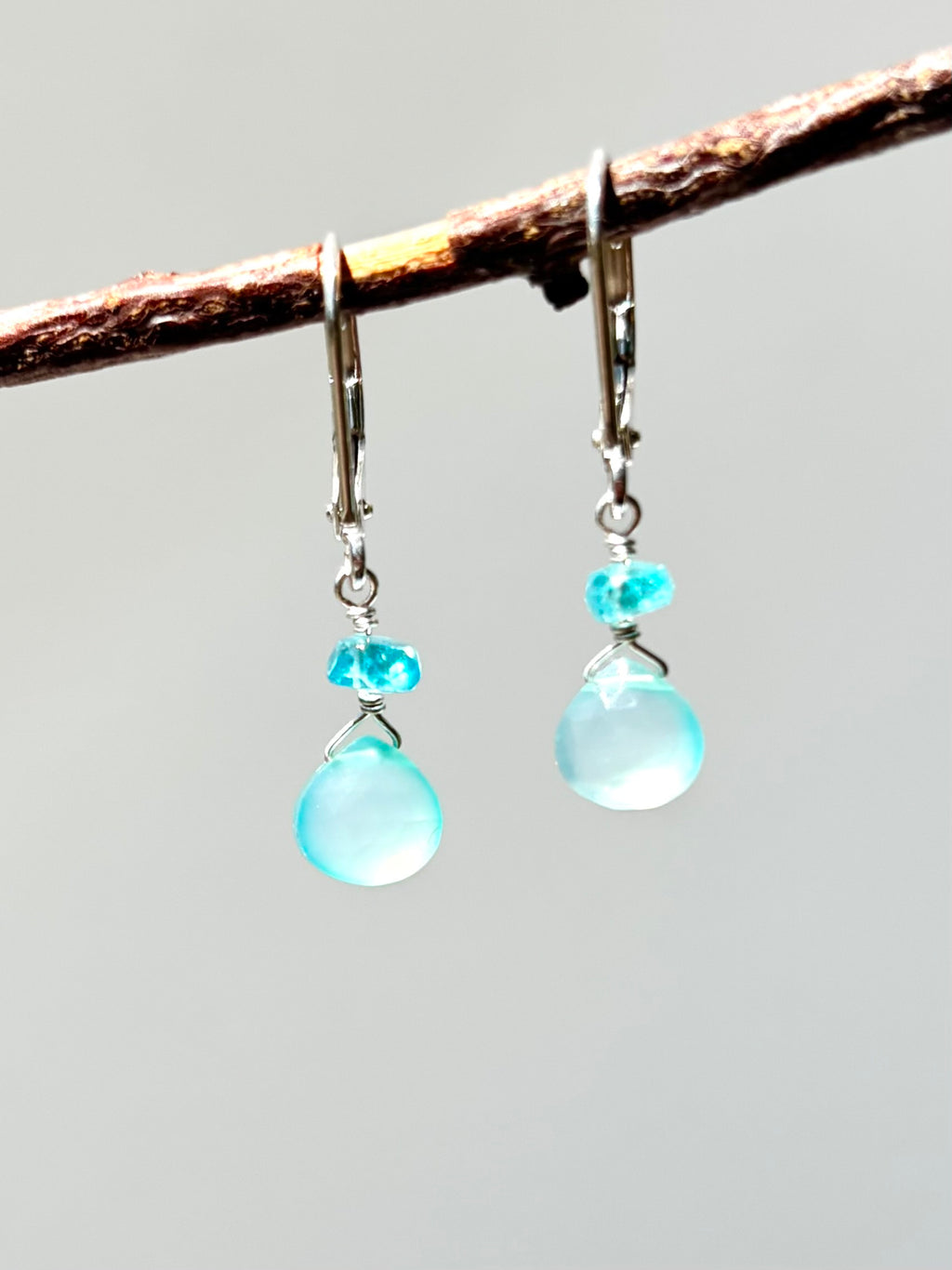 Sea Foam Blue Chalcedony Earrings