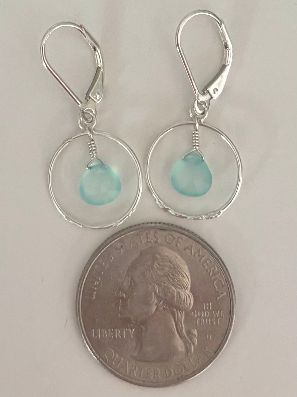Sea Foam Blue Chalcedony Loop Earrings