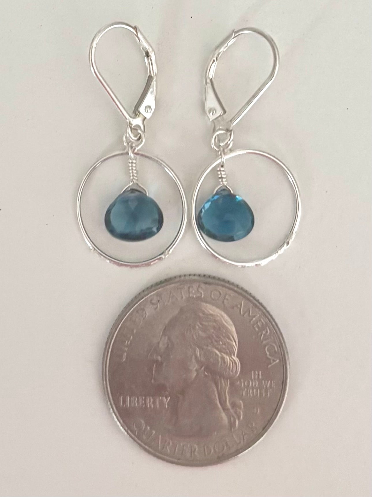 Navy London Blue Topaz Loop Earrings